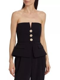 Self Portrait Crepe Peplum Top at Saks Fifth Avenue