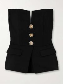 Self Portrait Crepe Peplum Top at Net a Porter