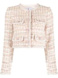 Self-Portrait Cropped Boucl Jacket Pink at Farfetch