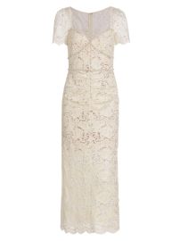 Self Portrait Crystal embellished corded guipure lace midi dress at Saks Fifth Avenue