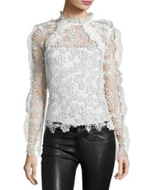 Self Portrait Cutout Floral Guipure Lace Top at Neiman Marcus