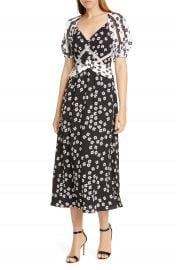 Self-Portrait Daisy Print Puff Sleeve Midi Dress   Nordstrom at Nordstrom