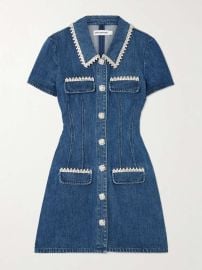 Self Portrait Denim Collared Mini Dress at Net a Porter