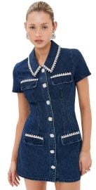 Self Portrait Denim Collared Mini Dress Blue 10 at Shopbop