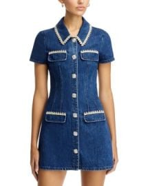 Self-Portrait Denim Rhinestone Trim Dress Bloomingdales at Bloomingdales