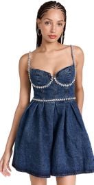 Self Portrait Diamante Detail Denim Mini Dress Blue 8 at Shopbop