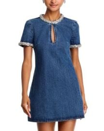 Self-Portrait Embellished Denim Mini Dress Bloomingdales at Bloomingdales