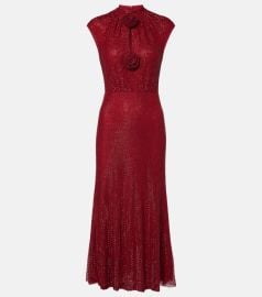 Self Portrait Embellished fishnet midi dress at Mytheresa