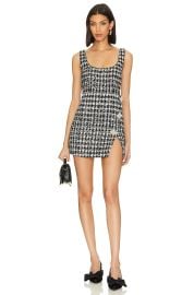 Self Portrait Embellished houndstooth boucl knit mini dress at Revolve