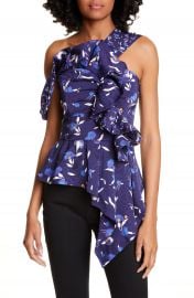 Self-Portrait Floral Asymmetrical Ruffle Peplum Top   Nordstrom at Nordstrom