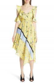 Self-Portrait Floral Pleated Asymmetrical Dress at Nordstrom