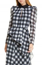 Self-Portrait Gingham Asymmetrical Peplum Blouse   Nordstrom at Nordstrom