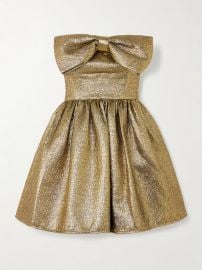 Self Portrait Gold Metallic Jacquard Mini Dress at Net a Porter