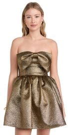 Self Portrait Gold Metallic Jacquard Mini Dress Gold 8 at Shopbop