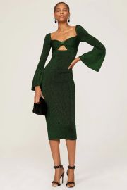 Self Portrait Green Knit Midi Dress at Rent the Runway