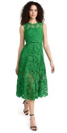 Self Portrait Green Lace Sleeveless Midi Dress Green 12 at Shopbop