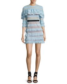 Self Portrait Grid Stripe Dress at Neiman Marcus