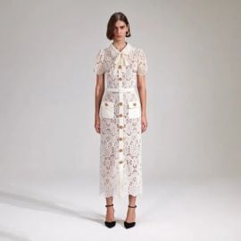 Self Portrait Ivory Floral Lace Guipure Midi Dress at Poshmark