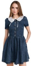 Self Portrait Lace Collar Denim Mini Dress at Shopbop