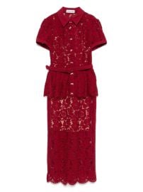 Self-Portrait Lace Peplum Dress Red at Farfetch