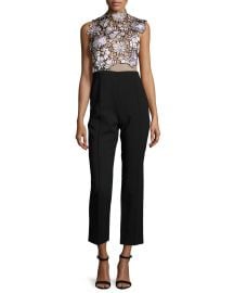 Self Portrait Lilac Floral-Lace Trouser-Combo Jumpsuit at Neiman Marcus