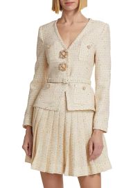 Self Portrait Metallic Boucl 2 Piece Jacket Set in Cream at Saks Fifth Avenue