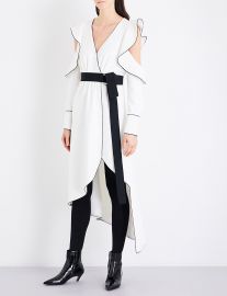 Self Portrait Monochrome asymmetric wrap crepe dress at Selfridges