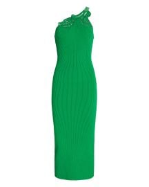 Self-Portrait One-Shoulder Rib Knit Midi Dress at Intermix