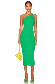 Self Portrait One Shoulder Ribbed Knit Midi Dress at Forward