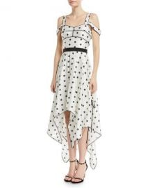 Self-Portrait Printed Star Sleeveless Handkerchief Cocktail Dress at Neiman Marcus