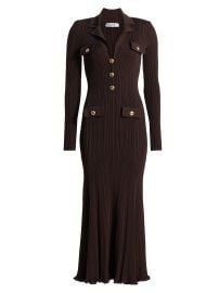 Self Portrait Rib Knit Fit Flare Dress at Saks Fifth Avenue
