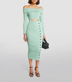 Self Portrait Rib Knit Off The Shoulder Midi Dress at Harrods