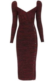 Self-Portrait Ribbed Knit Midi Dress ndash at Cettire