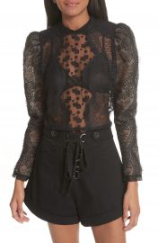 Self-Portrait Scalloped Eyelash Lace Blouse at Nordstrom