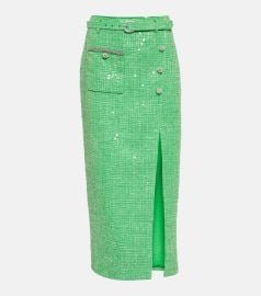 Self Portrait Sequined embellished boucle midi skirt at Mytheresa