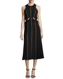 Self-Portrait Sleeveless Cutout Midi Dress  Black at Neiman Marcus