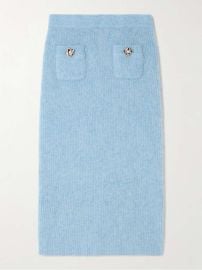 Self Portrait Soft Knit Midi Skirt in Blue at Net a Porter