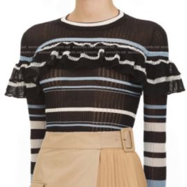 Self Portrait Striped Ruffle Sweater at Self Portrait