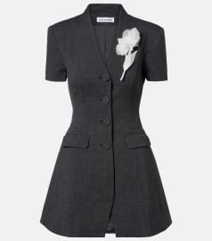 Self Portrait Tailored Flower Detail Mini Dress in Grey at Mytheresa