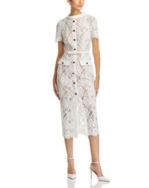 Self-Portrait White Lace Button Midi Dress Bloomingdales at Bloomingdales