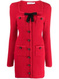 Self-Portrait bow-detailed Knit Dress Red AO at Farfetch