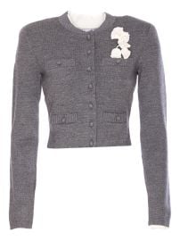 Self-Portrait crochet-flower Button Cardigan Grey at Farfetch