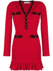 Self-Portrait crystal-embellished waffle-knit Minidress Red at Farfetch
