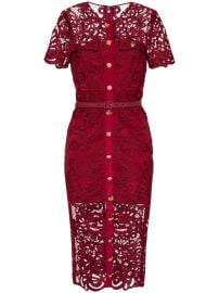 Self-Portrait guipure-lace Midi Dress Red at Farfetch