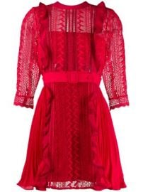 Self-Portrait lace detail belted mini dress lace detail belted mini dress at Farfetch