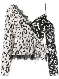 Self-Portrait leopard print wrap top at Farfetch