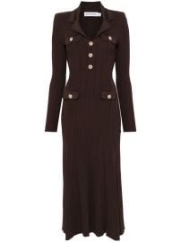 Self-Portrait ribbed-knit Midi Dress Brown at Farfetch