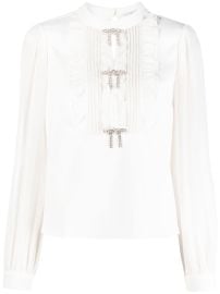 Self-Portrait ruffled-bib long-sleeve Blouse - at Farfetch