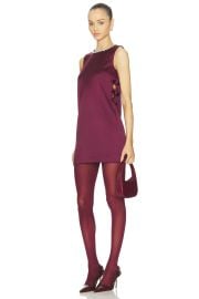 Selfportrait Burgundy Satin Cut Out Mini Dress In Burgundy at Revolve