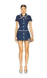 Selfportrait Denim Collared Mini Dress In Blue at Revolve